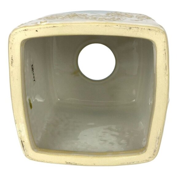 DKNY Donna Karan New York Ceramic Tissue Box Holder Teal White Mums Dandelions - Picture 7 of 8